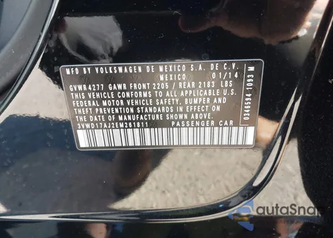 2014 Volkswagen Jetta 1.8T Se from USA, damaged, VIN 3VWD17AJ2EM261811